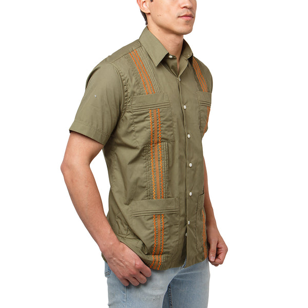 Hunting_Hemingway_Guayabera_Olive_Mexican_Shirt_for_Men