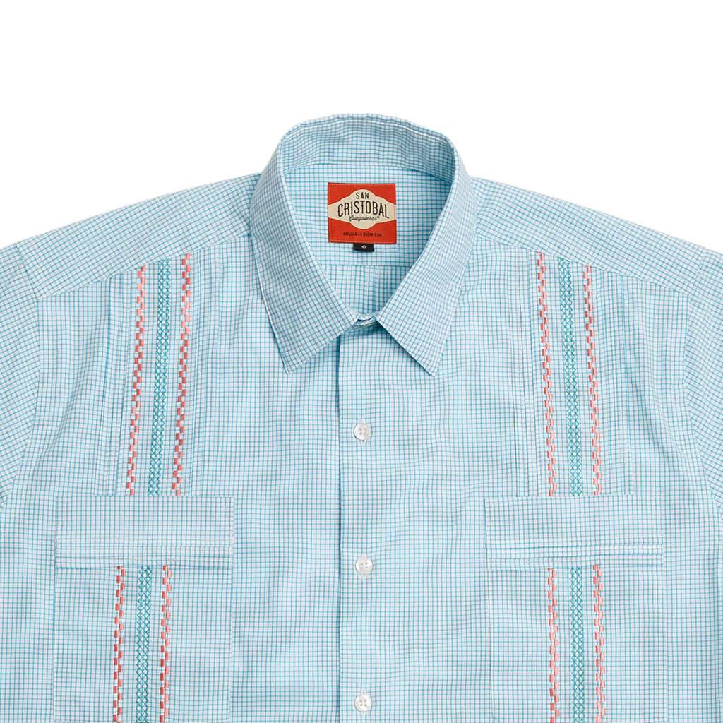 Nantucket Classic Guayabera - Aqua Nantucket_Hemingway_Guayabera_Aqua_Mexican_Shirt_for_Men