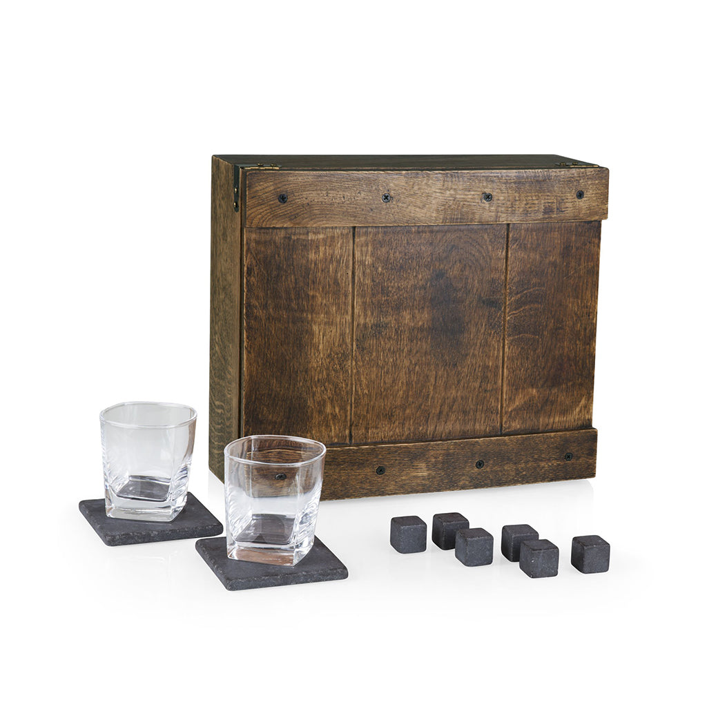 Whiskey Box Gift Set Picnic_Time_Whiskey_Box_Gift_Set_Oak_Wood