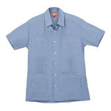 Dictator Guayabera, Mexican Shirt for Men Gingham, Blue 4