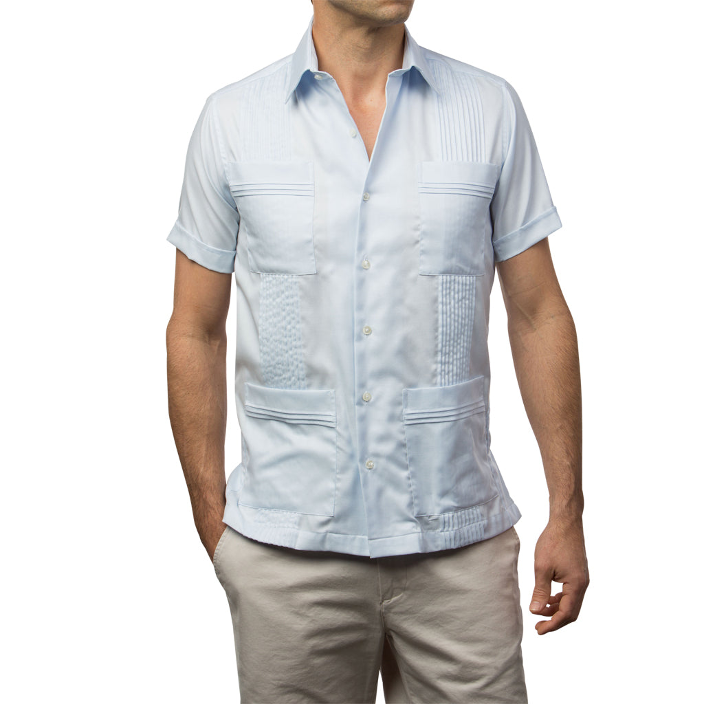 Dictator Guayabera - Light Blue Woven Dictator_Guayabera_Light_Blue_Woven_Mexican_Shirt_for_Men