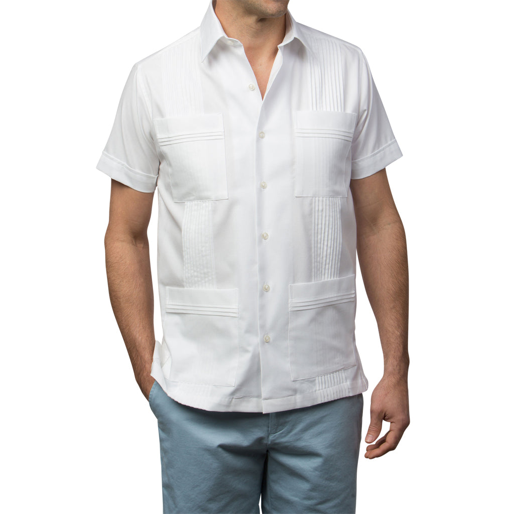 Dictator Guayabera - White Woven Dictator_Guayabera_White_Woven_Mexican_Shirt_for_Men
