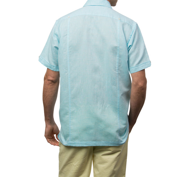 El Presidente Guayabera, Mexican Shirt for Men - Teal Linen 3