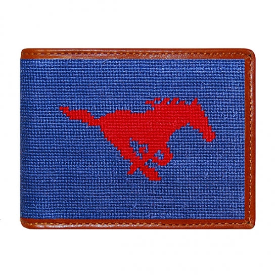 SMU Needlepoint Bi-Fold Wallet