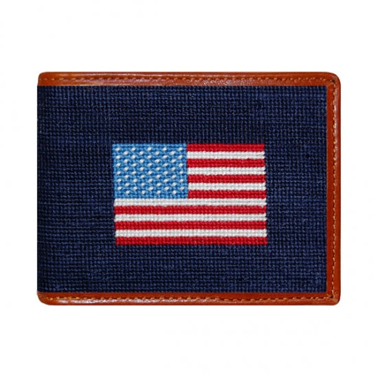 Smathers & Branson American Flag Needlepoint Bi-Fold Wallet
