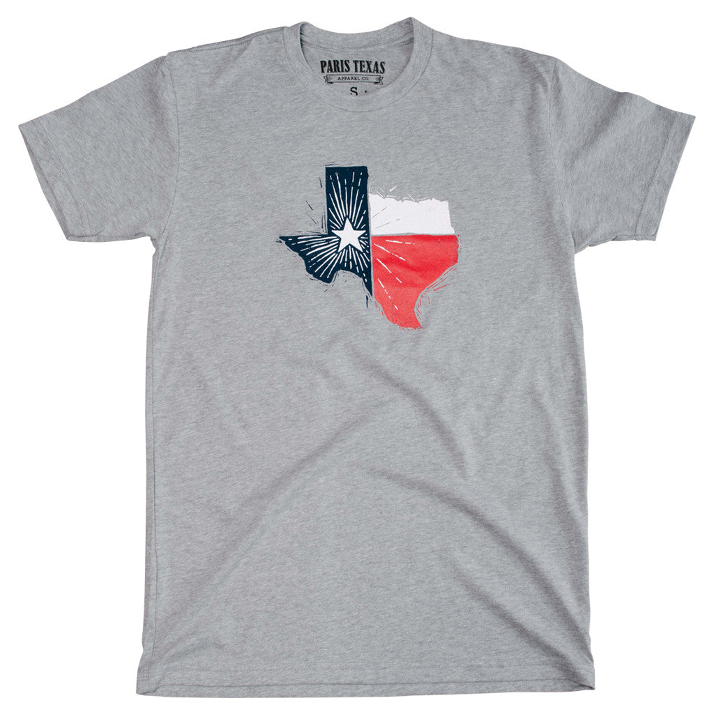 Texas State Flag T-Shirt - Heather Gray Texas State Lone Star Flag T-Shirt