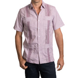 Guayabera Men's Shirt, AM Hemingway Mini Check Maroon, Mexican Shirts for Men