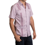 Guayabera Men's Shirt, AM Hemingway Mini Check Maroon, Mexican Shirts for Men 2