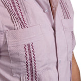 Guayabera Men's Shirt, AM Hemingway Mini Check Maroon, Mexican Shirts for Men 4