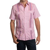 Guayabera Men's Shirt, Ole Miss Hemingway Mini Check Red, Mexican Shirts for Men 