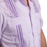 Guayabera Men's Shirt, TCU Hemingway Mini Check Purple, Mexican Shirts for Men 4