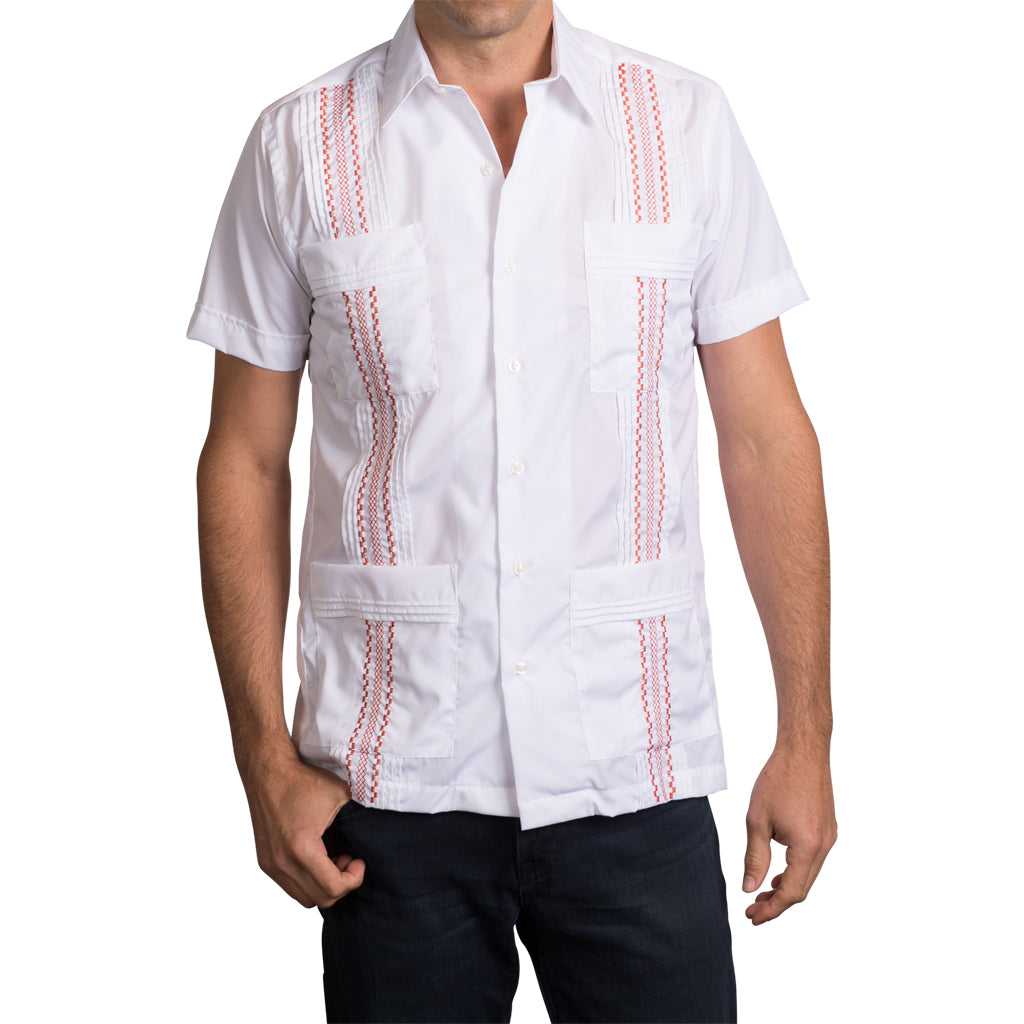 Havana Classic Guayabera - Burnt Orange Havana Hemingway Pima Cotton Broadcloth Guayabera Shirts, Mexican Shirts for Men Burnt Orange