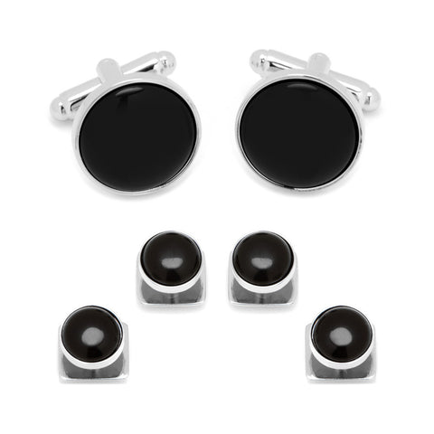 Silver and Onyx Stud Set