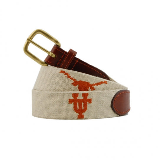 Smathers & Branson University of Texas Needlepoint Belt - Light Khaki