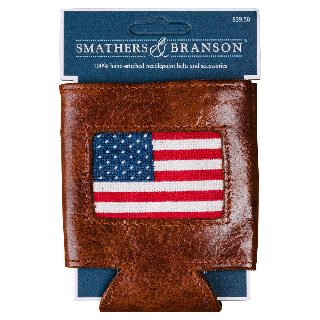 American Flag Needlepoint Can Cooler Smathers & Branson American Flag Needlepoint Can Cooler