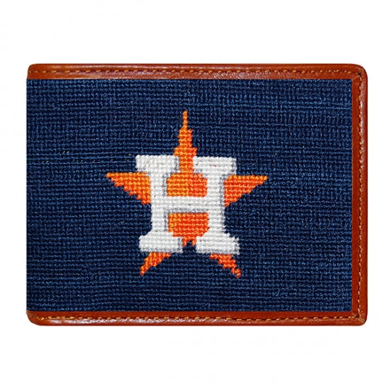 Houston Astros Needlepoint Bi-Fold Wallet Smathers & Branson Houston Astros Needlepoint Bi-Fold Wallet
