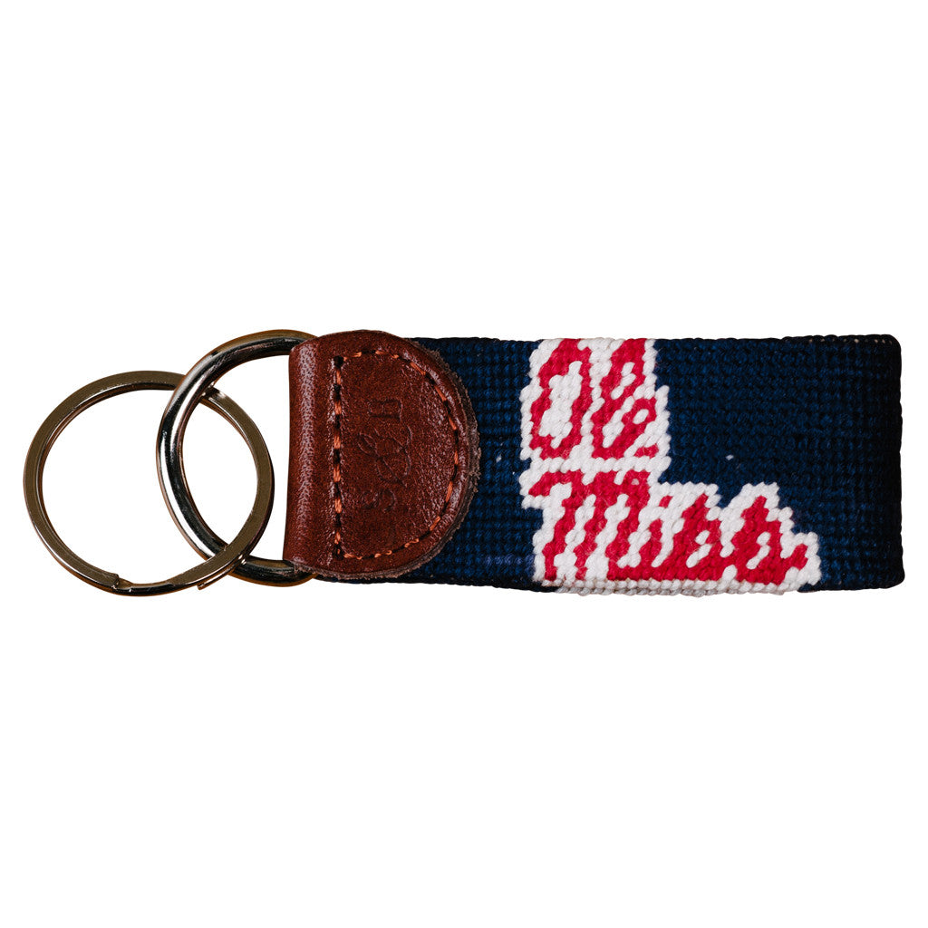 Ole Miss Needlepoint Key Fob - Navy Smathers & Branson Ole Miss Needlepoint Key Fob