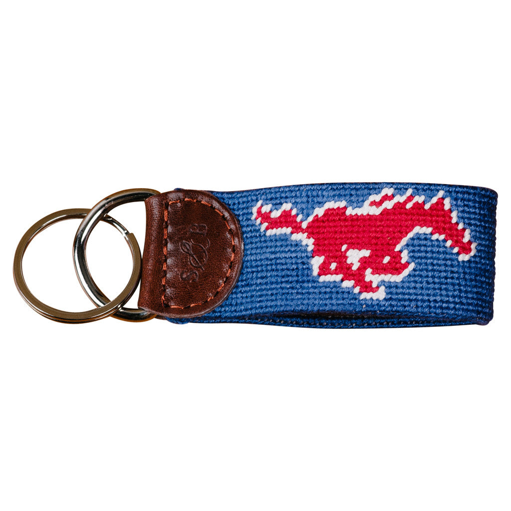 SMU Needlepoint Key Fob - Blue Smathers & Branson SMU Needlepoint Key Fob