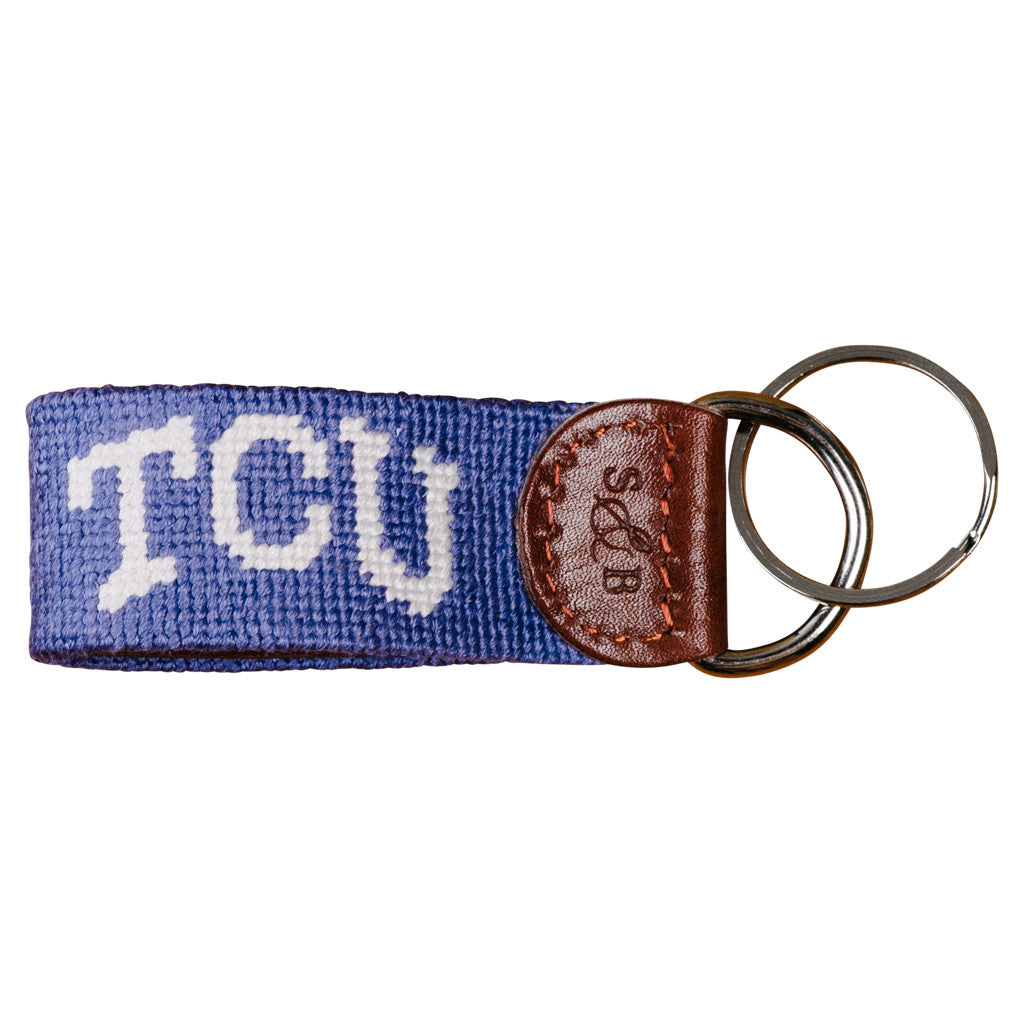 TCU Needlepoint Key Fob - Purple Smathers & Branson TCU Needlepoint Key Fob