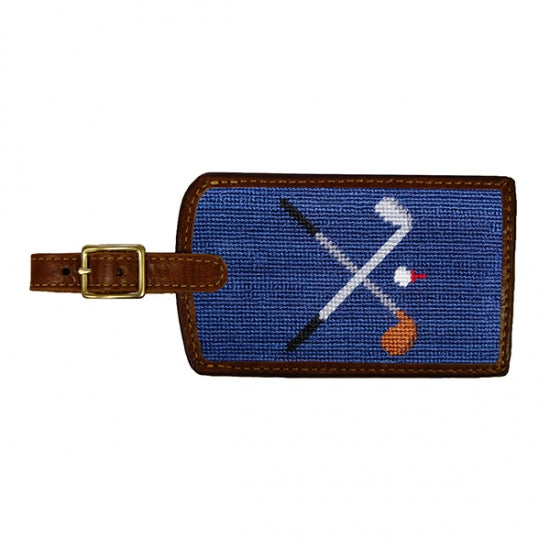 Smathers & Branson Crossed Clubs Needlepoint Luggage Tag