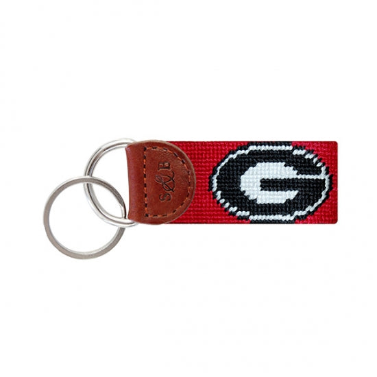 University of Georgia Needlepoint Key Fob - Red Smathers & Branson University of Georgia Needlepoint Key Fob