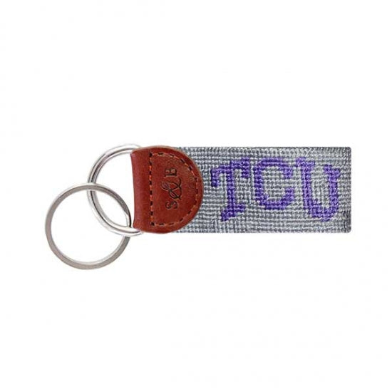TCU Needlepoint Key Fob - Grey Smathers & Branson TCU Needlepoint Key Fob - Grey