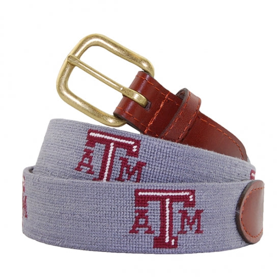 Smathers & Branson Texas A&M Needlepoint Belt - Grey