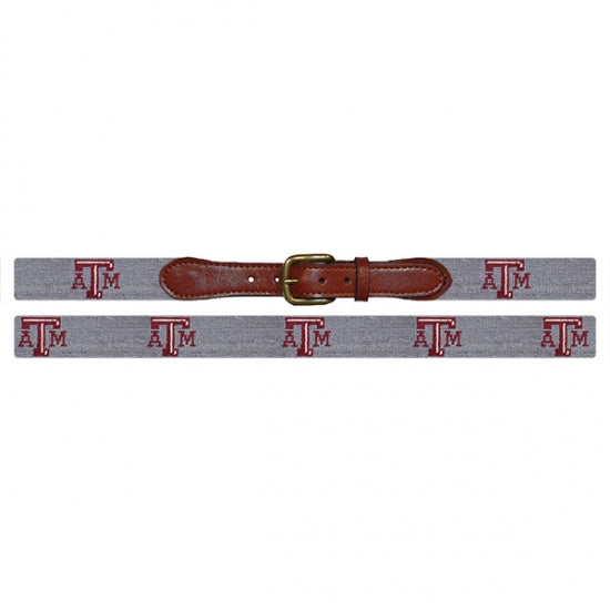 Smathers & Branson Texas A&M Needlepoint Belt - Grey