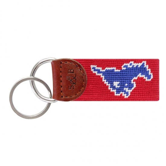 SMU Needlepoint Key Fob - Red