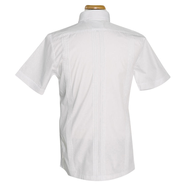 Mens Guayabera Shirt Cotton White with Blue, Mexican Shirts for Men 2