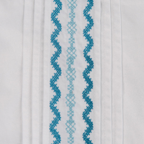 Mens Guayabera Shirt Cotton White with Blue, Mexican Shirts for Men 4