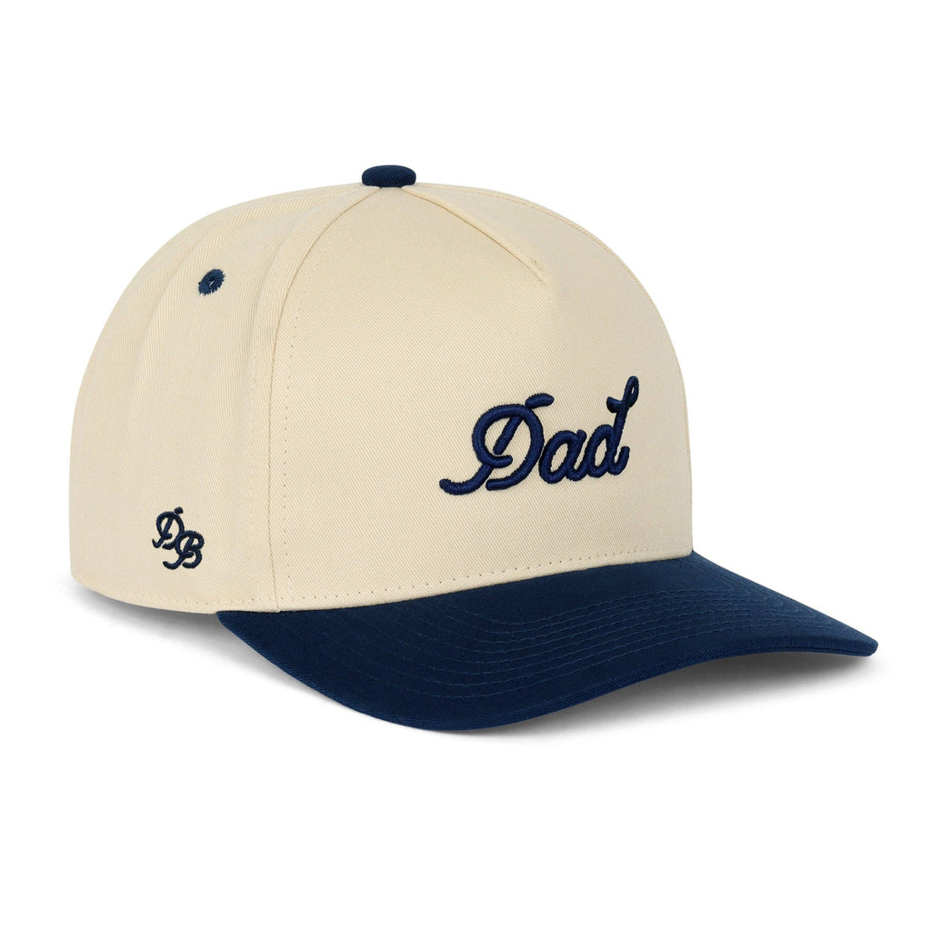 Dad 3D Puff Snapback - Cream Navy Cotton 5-Panel