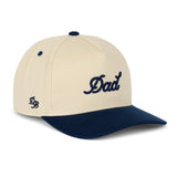 Dad 3D Puff Snapback - Cream Navy Cotton 5-Panel