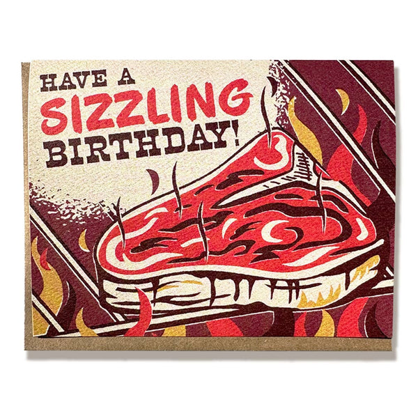 Happy Birthday Card - Sizzling Steak