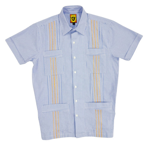 Cartagena Classic Guayabera - Blue & Orange