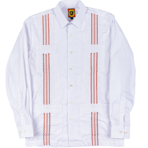 Long Sleeve Havana Classic Guayabera - Burnt Orange