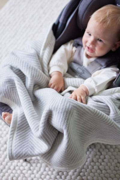 Harborview Herringbone Light Grey Blanket
