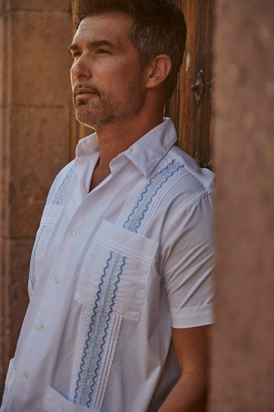 Havana Tailored Classic Guayabera - Blue