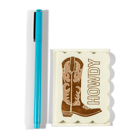 Mini Letterpress Enclosure Card | Boot Howdy