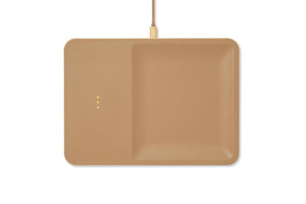 CATCH:3 - Classics Leather Wireless Charger with Valet Tray -Saddle