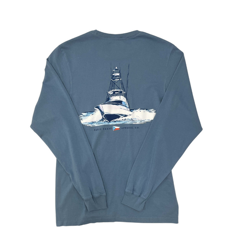 Deep Sea Boat Long-Sleeve Pocket T-Shirt - Slate