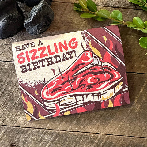 Happy Birthday Card - Sizzling Steak