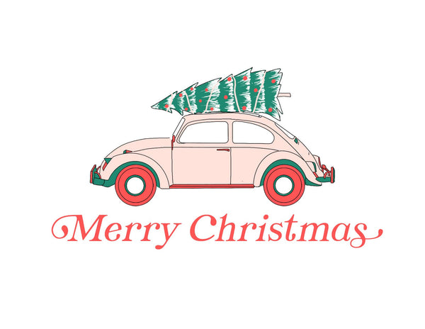 VW Bus Merry Christmas Card