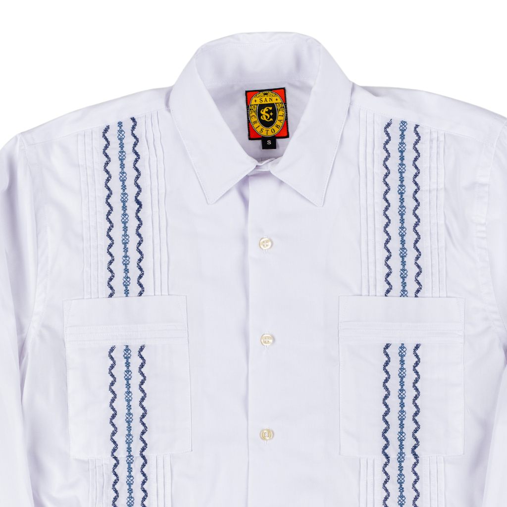 Long Sleeve Havana Classic Guayabera - Navy