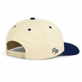 Dad 3D Puff Snapback - Cream Navy Cotton 5-Panel