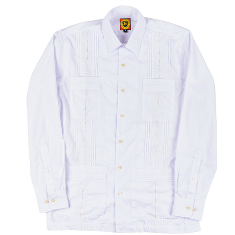 Long Sleeve Havana Classic Guayabera - White