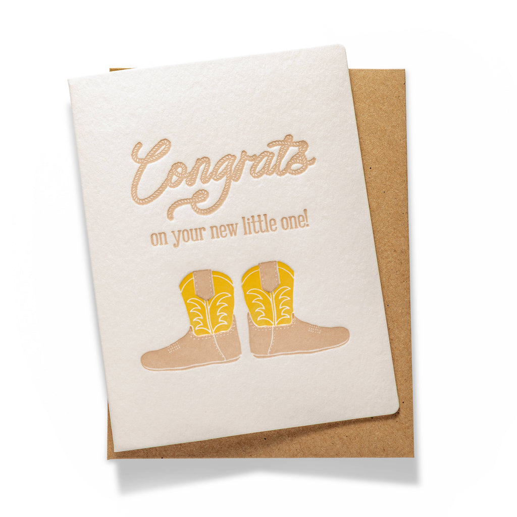 Baby Boots | Letterpress Greeting Card | Baby