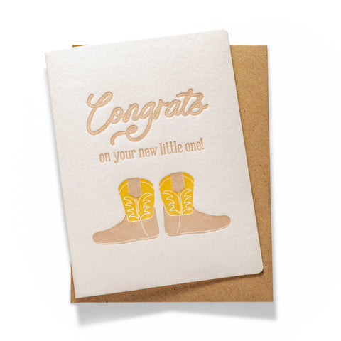 Baby Boots | Letterpress Greeting Card | Baby