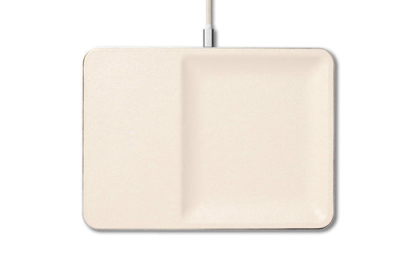 CATCH:3 - Classics Leather Wireless Charger with Valet Tray -Saddle