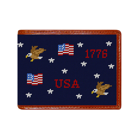 Americana Needlepoint Bi-Fold Wallet